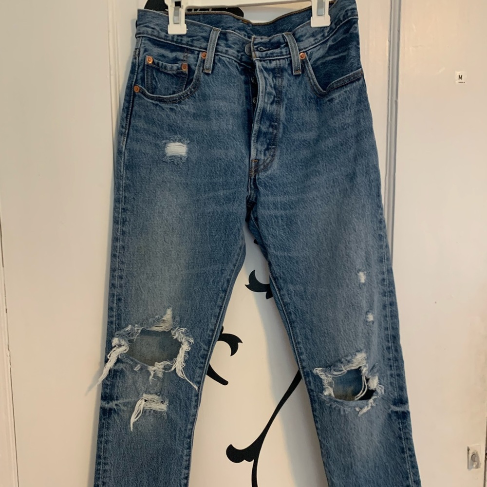 Levi Ripped 501S Jeans Size 25 Raw Hem